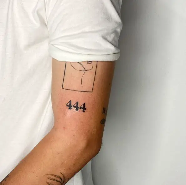 Bold Number 444 Arm Tattoo
