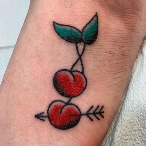 Arrow through Cherry Arm Tattoo
