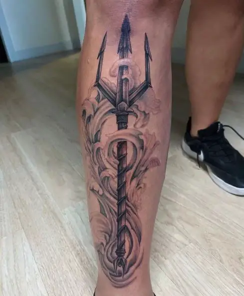 Ocean Waves and Trident Arm Tattoo