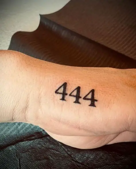 Bold 444 Hand Tattoo