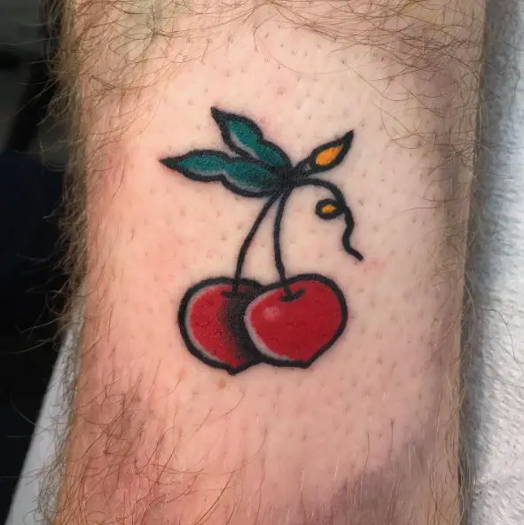Small Cherries Ankle Tattoo