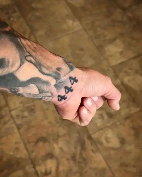 Grey Bold 444 Wrist Tattoo