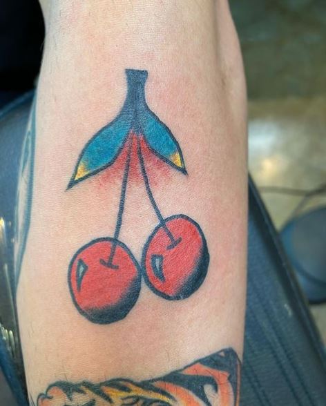 Red Cherries Elbow Tattoo