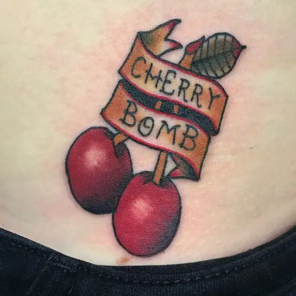 Cherry Bomb Hip Tattoo