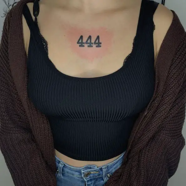 Bold Number 444 Chest Tattoo