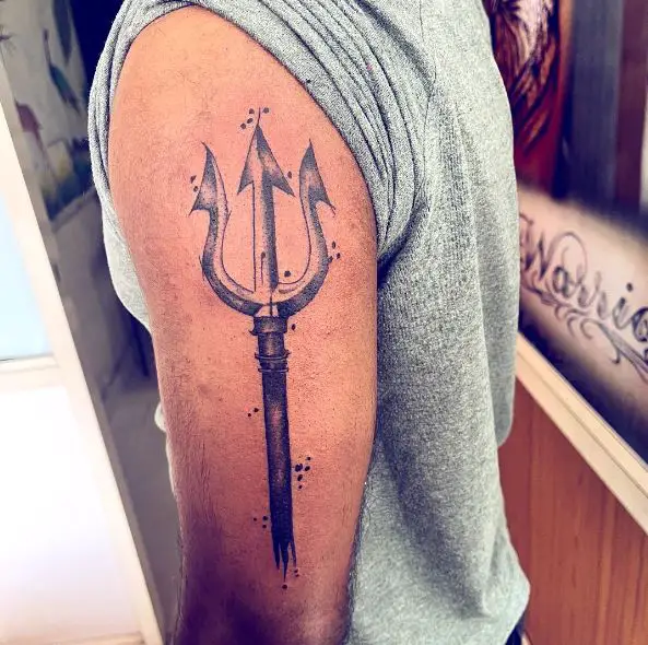 Poseidon Trident Arm Tattoo