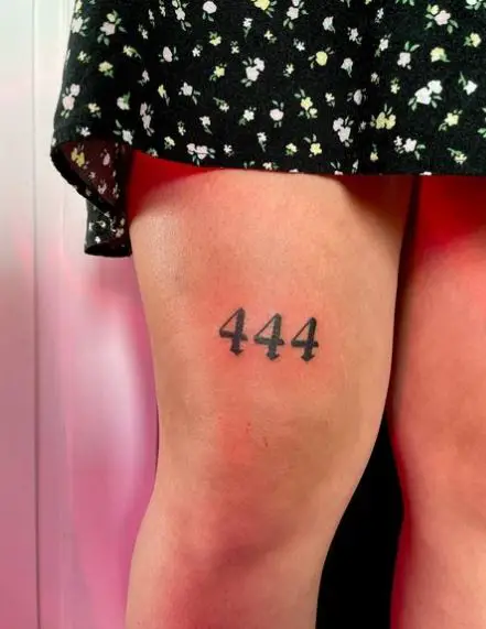 Black Bold 444 Knee Tattoo