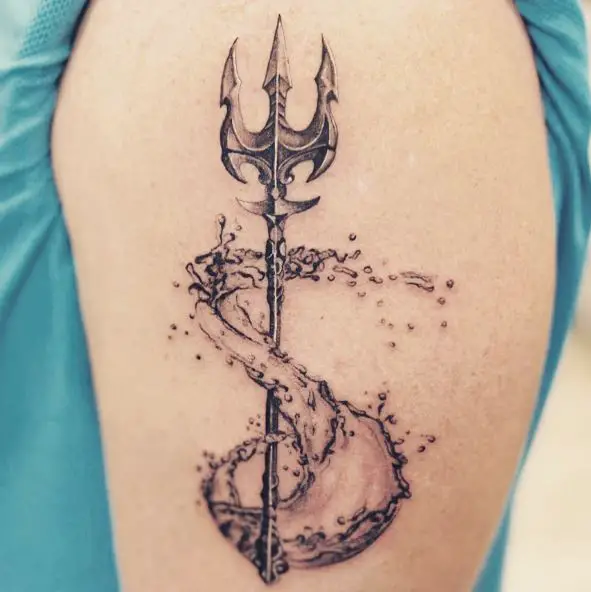 Water Splash and Trident Arm Tattoo