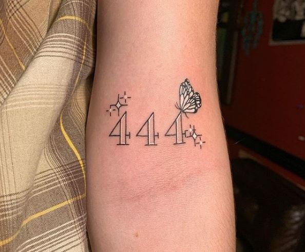 Stars, Butterfly, and 444 Arm Tattoo