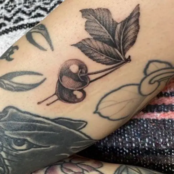 Grey Dripping Cherries Tattoo