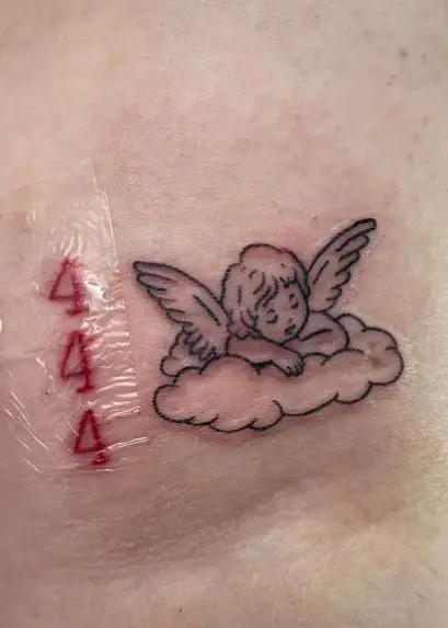 Cherub on Cloud and 444 Tattoo