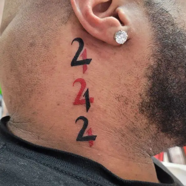 Combined 111, 222, 444 Neck Tattoo