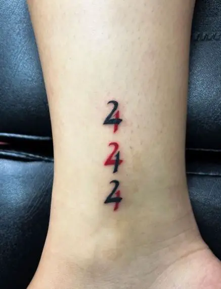 Combined 111, 222, 444 Ankle Tattoo