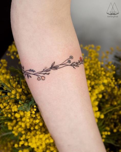 Thin Floral Armband Tattoo