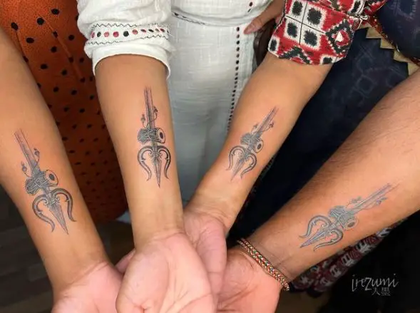 Matching Trishul Forearm Tattoos
