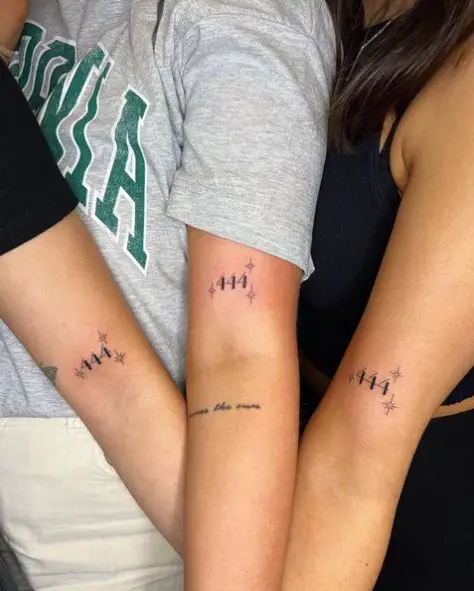 Stars and 444 Matching Arm Tattoos