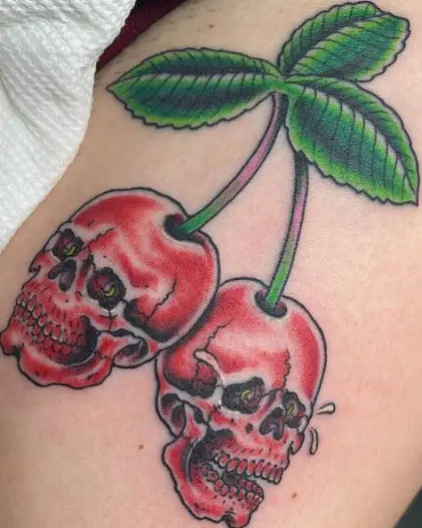 Crying Skull Cherry Tattoo
