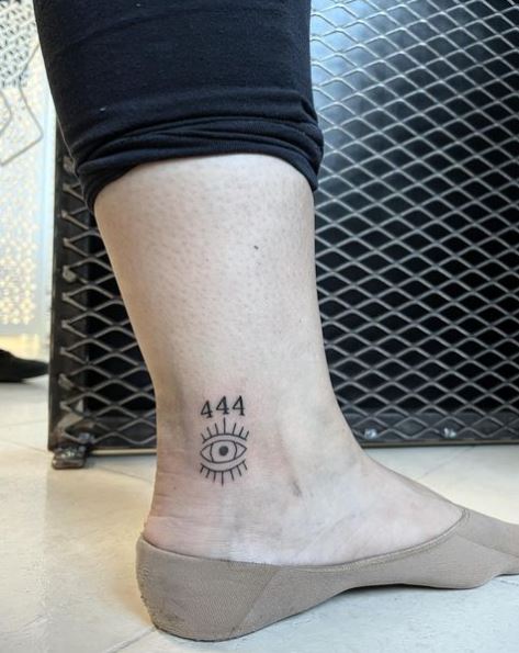 Evil Eye and 444 Ankle Tattoo