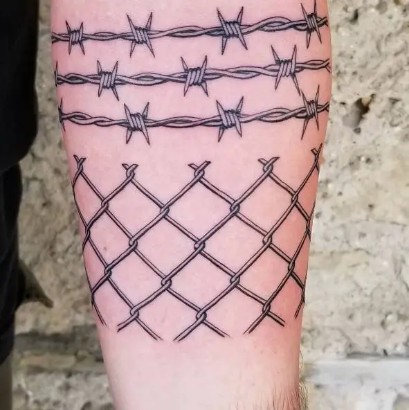 Barbed Wire Armband Tattoo with Chain Link