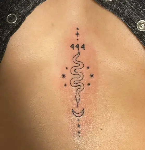 Half Moon, Snake, and 444 Tattoo