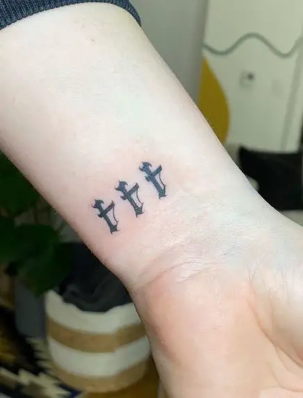 Calligraphy Number 444 Wrist Tattoo