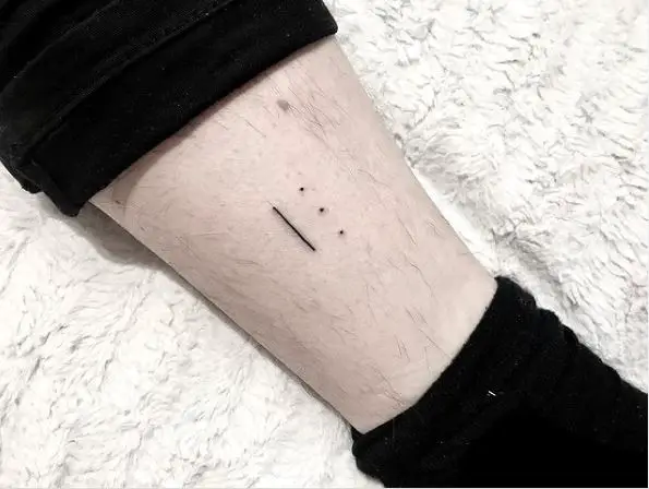 1 CM Line and Three Dots Tattoo