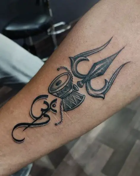 Grey Trishul Forearm Tattoo