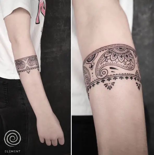 Black Ornamental Armband Tattoo