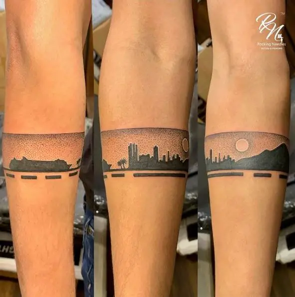 Landscape with Ship Armband Tattoo