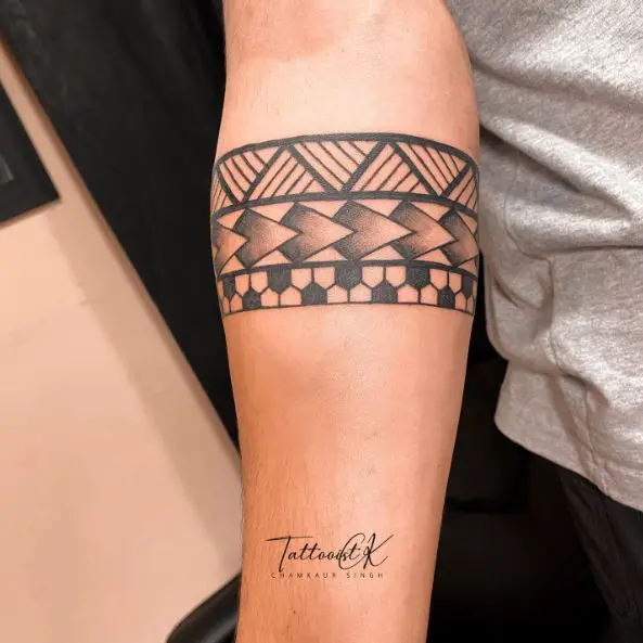 Triple Geometrical Armband Tattoo