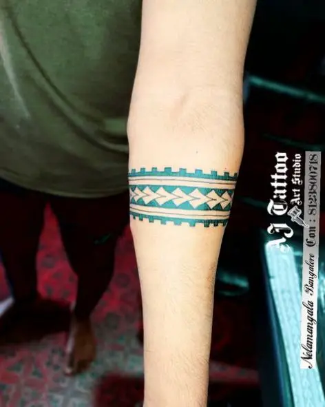Green Geometrical Armband Tattoo