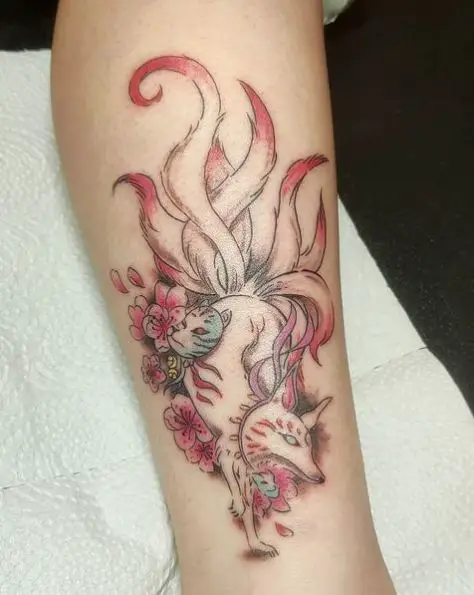 A Japanese Kitsune Fox Tattoo Design