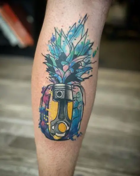 A Piston in a Pineapple Tattoo