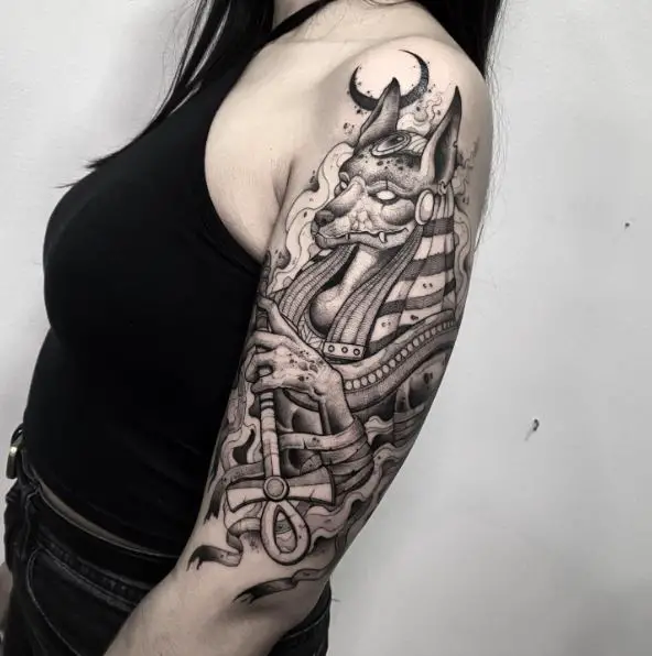 Anubis Egyptian God Arm Tattoo