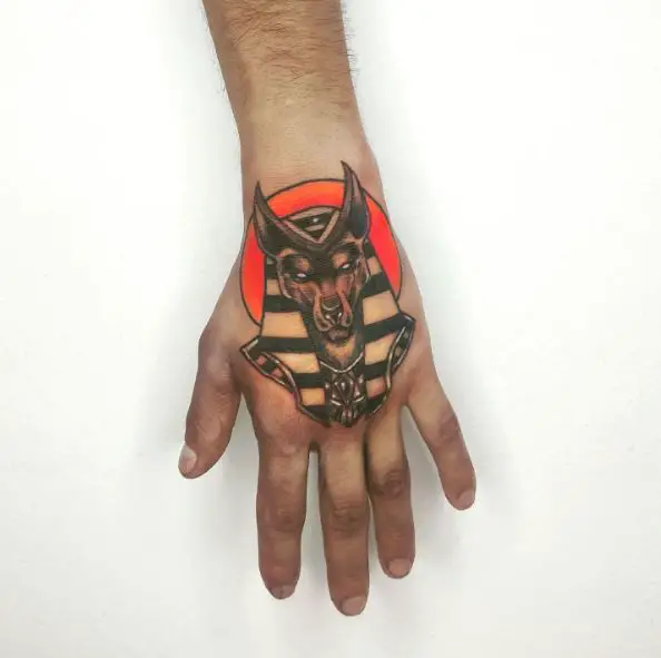 Anubis Head Tattoo on Hands