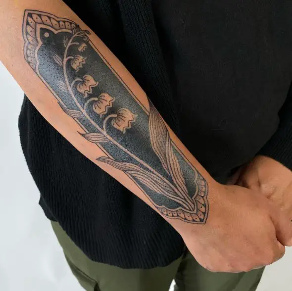 Art Nouveau Lily of the Valley Forearm Tattoo