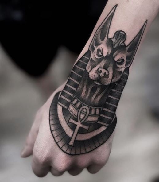 Black Inked Anubis Tattoo Piece