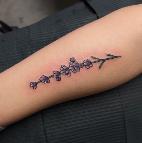 Black Line Purple Lavender Tattoo