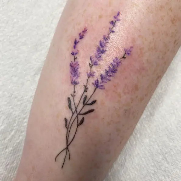 Black Stem Lavender Sprigs Tattoo
