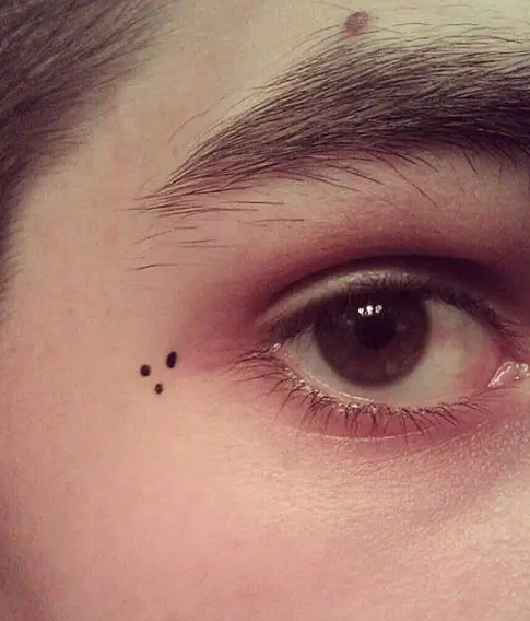 Black Three Dots Tattoo Around the Eye
