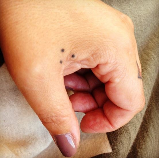 Black Three Dots Tattoo on Hands