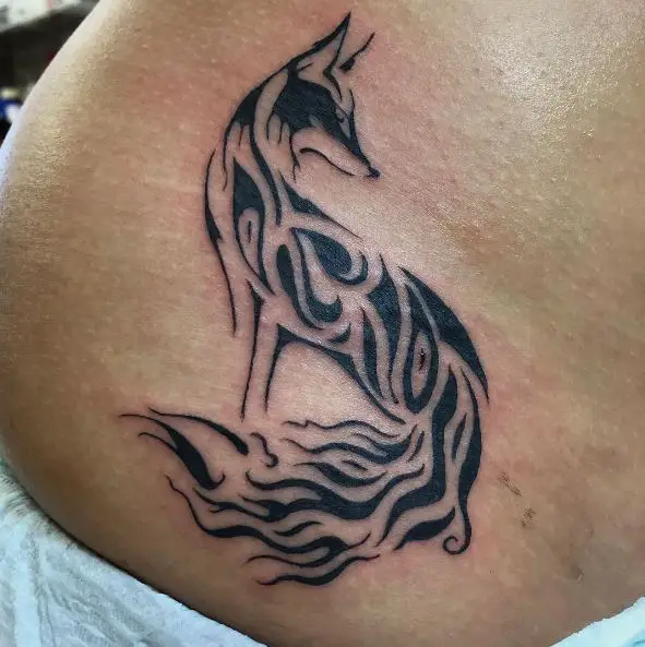 Black Tribal Fox Tattoo