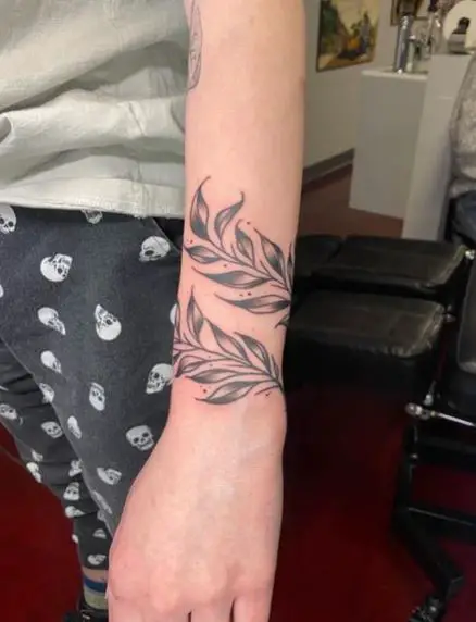Black Vine Wrist Wrap Tattoo