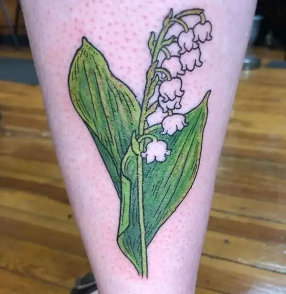 Black and Green Lily of the Valley Tattoo