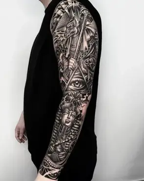 anubis egyptian god tattoo sleeve