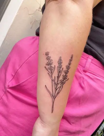 Black and Grey Lavender Forearm Tattoo Piece