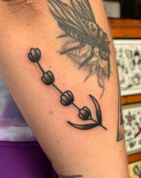 Black and Grey Lavender Spriggy Tattoo