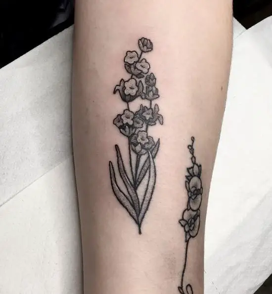 Black and Grey Lavender Tattoo Piece