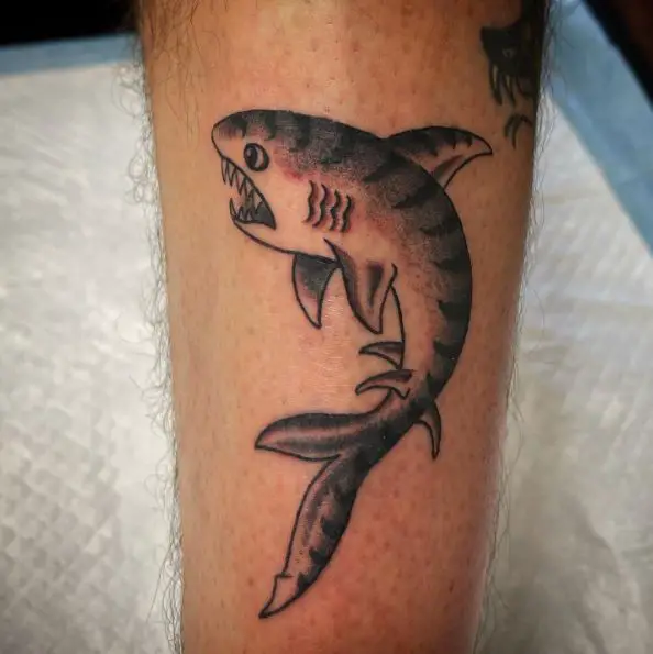 Black and Grey Tiger Shark Tattoo