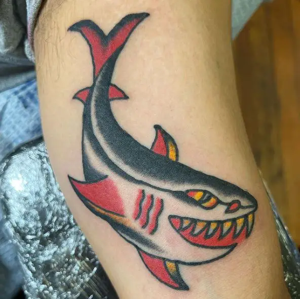 Black and Red Shark Tattoo